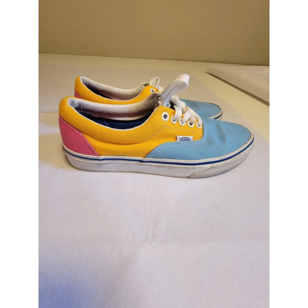 Vans Era Multi Color Block Canvas Skate Shoes Blue Yellow Pink Mens 6.5 Womens 8